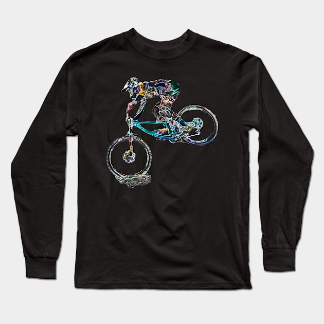 mtb downhill Long Sleeve T-Shirt by rickylabellevie